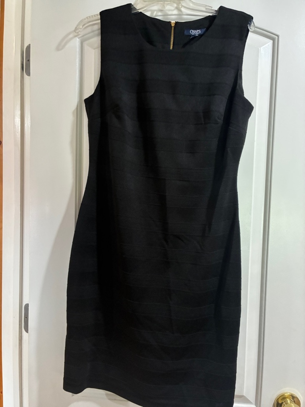 Chaps Black Sleeveless Midi Sheath Dress